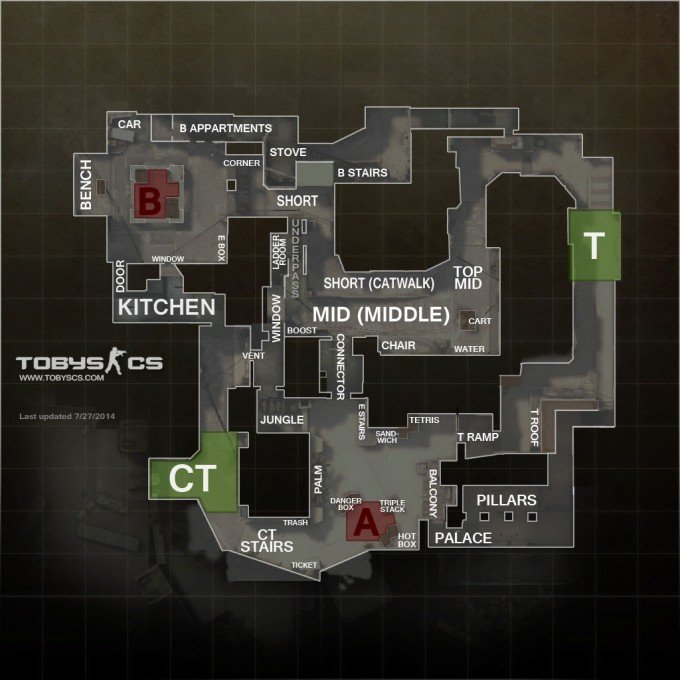 CSGO All Map Callouts Overviews for Competitive Maps 2024